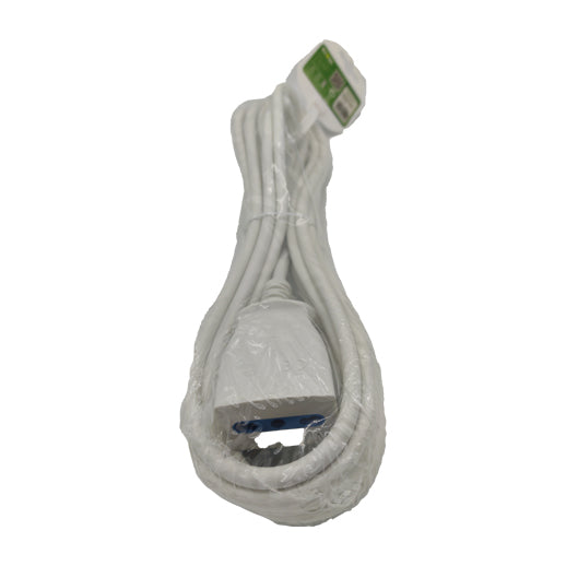 prolunga elettrica lineare con spina 16a uscita cavo 90° presa bipasso 10/16a 5 metri bianca ecova