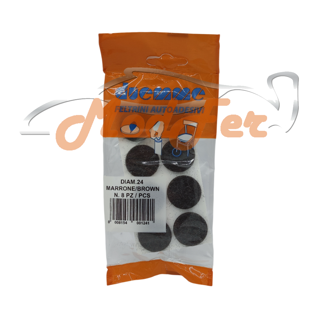 feltrini autoadesivi tondi diametro 24 marrone, proteggere pavimenti in legno, laminato, parquet, piastrelle, duemme
