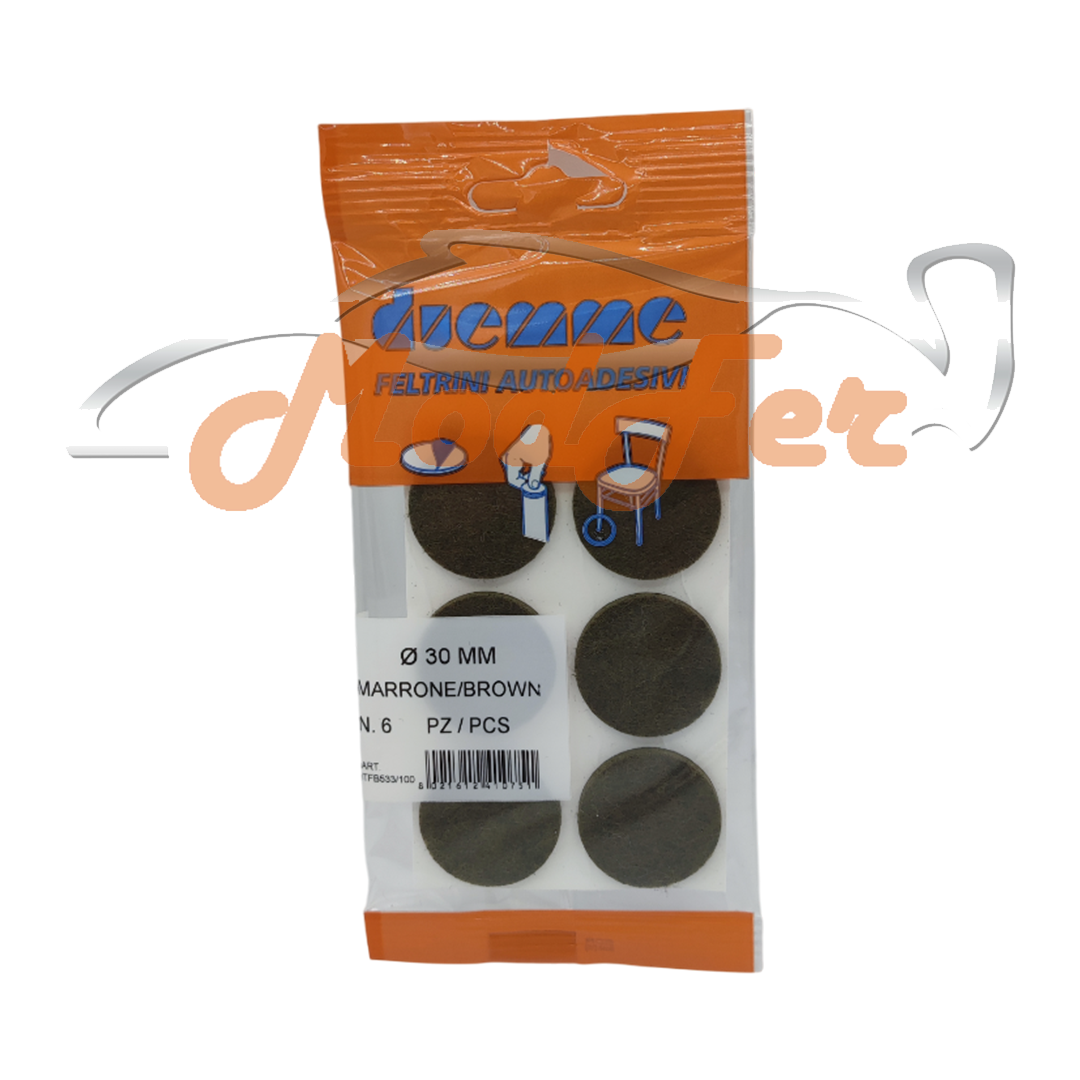 feltrini autoadesivi tondi diametro 30 marrone, proteggere pavimenti in legno, laminato, parquet, piastrelle, duemme