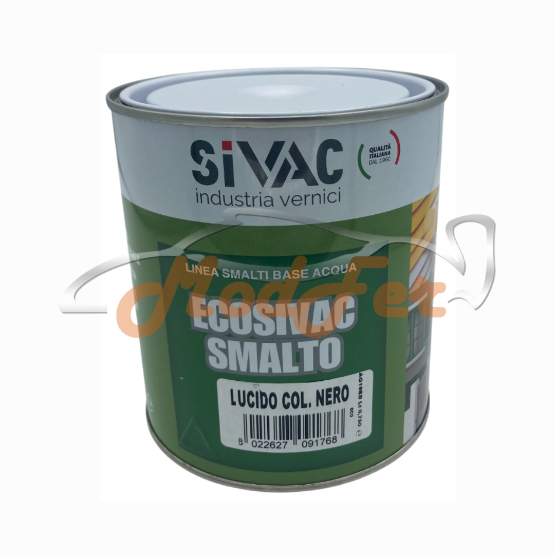 ecosivac smalto, neroo lucido, smalto a base acqua, eco010/750N