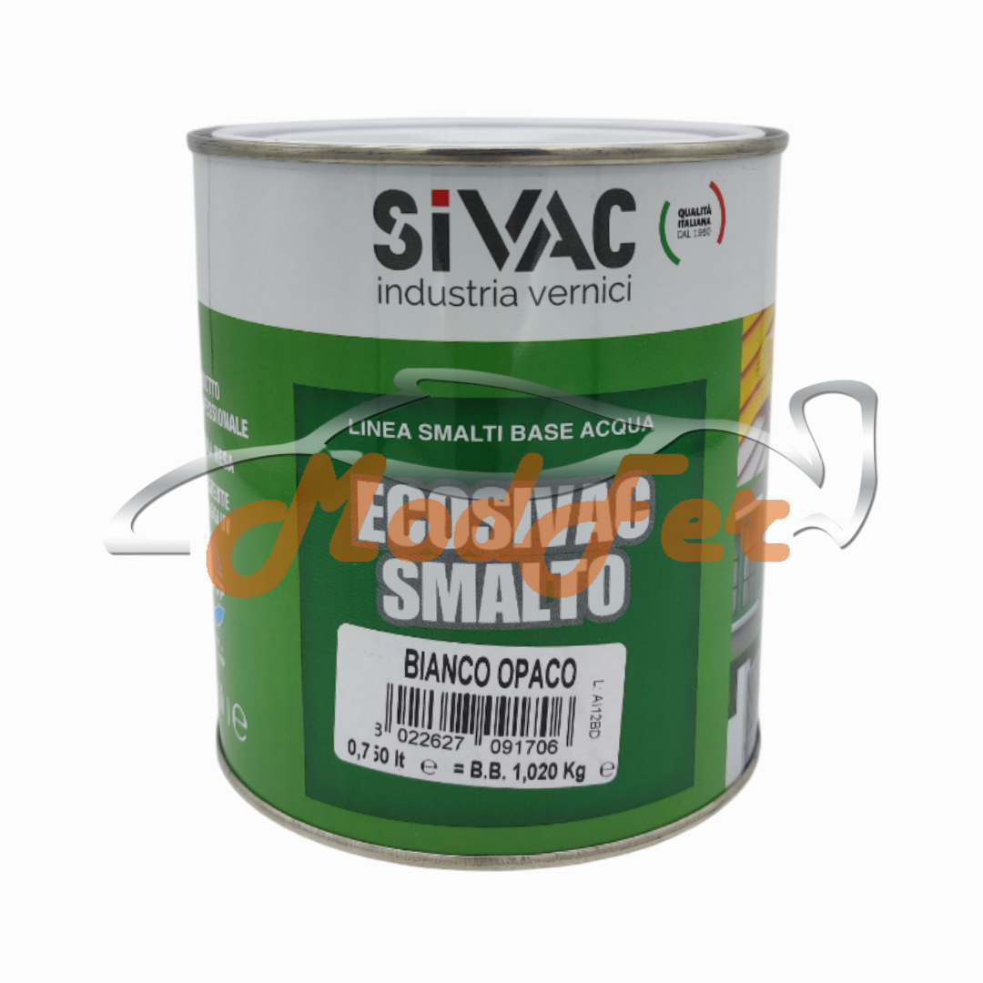 ecosivac smalto, bianco opaco, smalto a base acqua, eco020/750