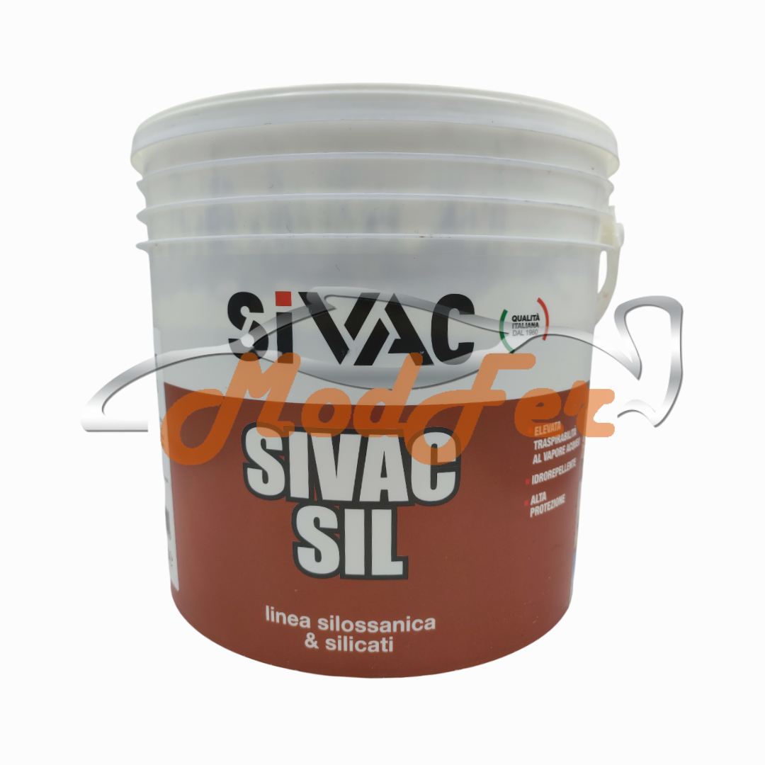 sivac sil040, decorsilox, pittura acril silossanica, pittura murale lavabile per interni ed esterni, lt 4