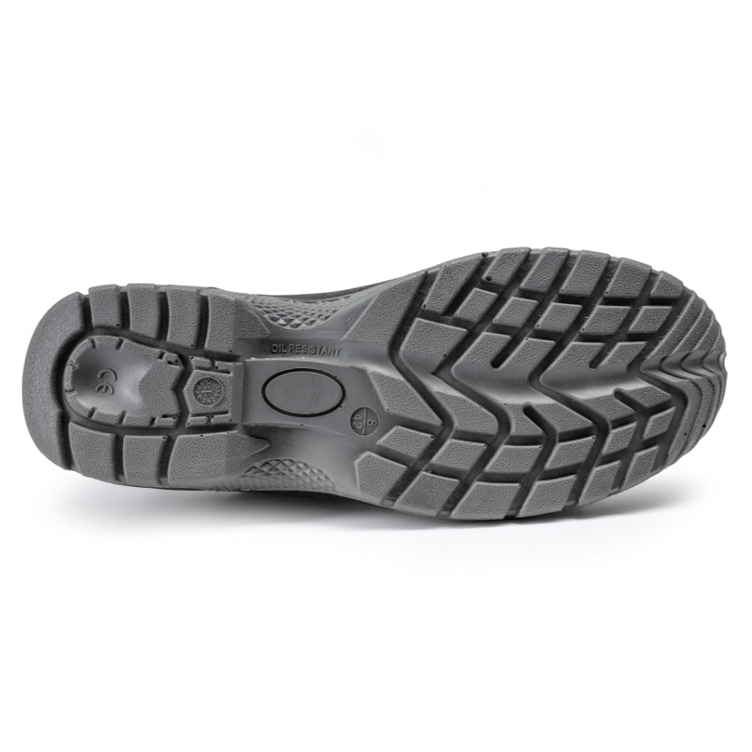 Scarpa bassa antinfortunistica grigia in pelle scamosciata Active Gear A-Rock vista suola – S1-P SRC