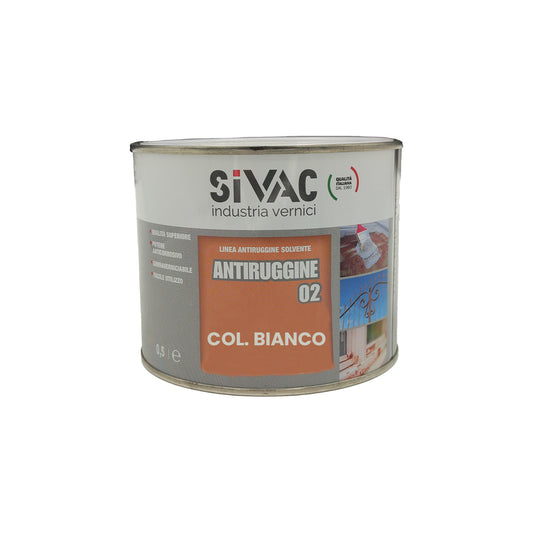 Antiruggine sintetica alta protezione SiVAC 500 ml bianco resa 6-7 m²/l eccellente aderenza sovraverniciabile con smalti sintetici per ferro e metalli ferrosi