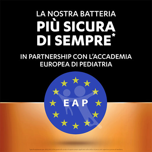 Batteria Duracell con tecnologia Bitrex e certificazione EAP, sicurezza anti-ingestione per bambini