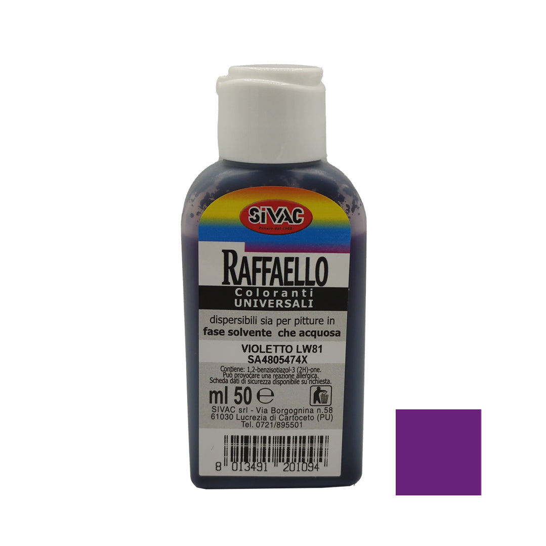 Colorante universale Viola LW81 50ml Raffaello SiVAC – ad alta concentrazione per idropitture, smalti sintetici e ad acqua