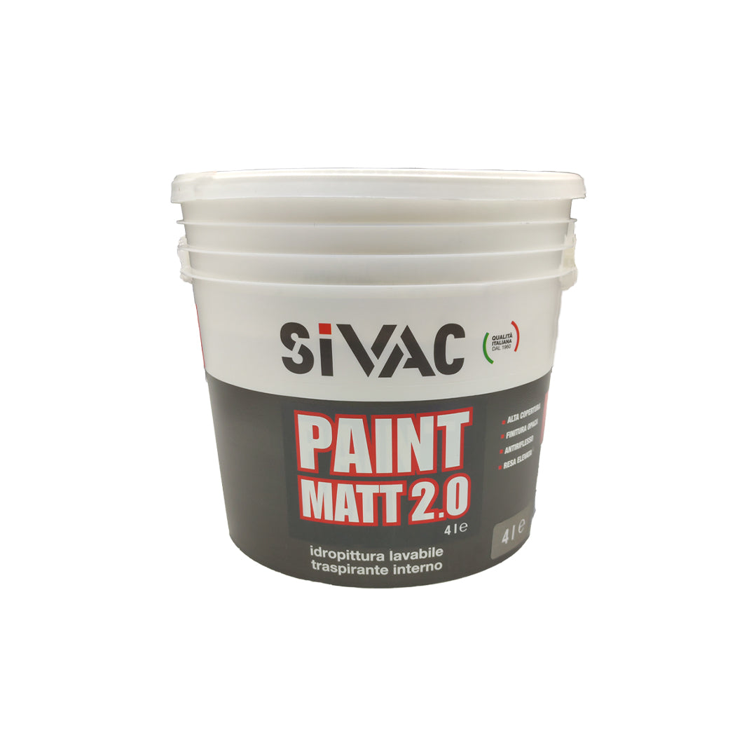 Idropittura murale lavabile antiriflesso Paint Matt 2.0 SiVAC 13 litri traspirante resistente all'umidità punto di bianco uniforme per ambienti interni