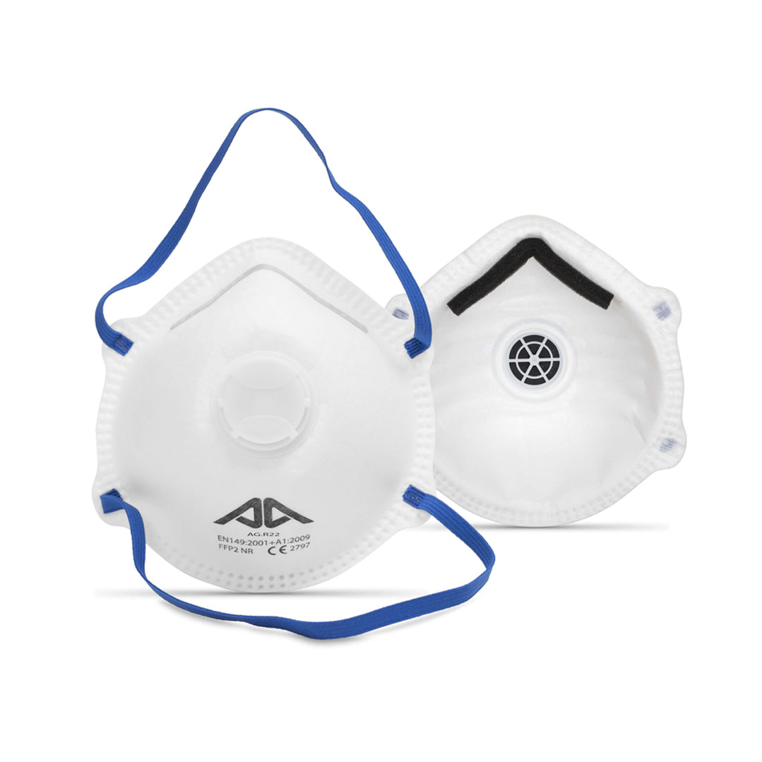 Mascherina FFP2 con valvola in polipropilene triplo strato vista frontale e interna – Active Gear R22