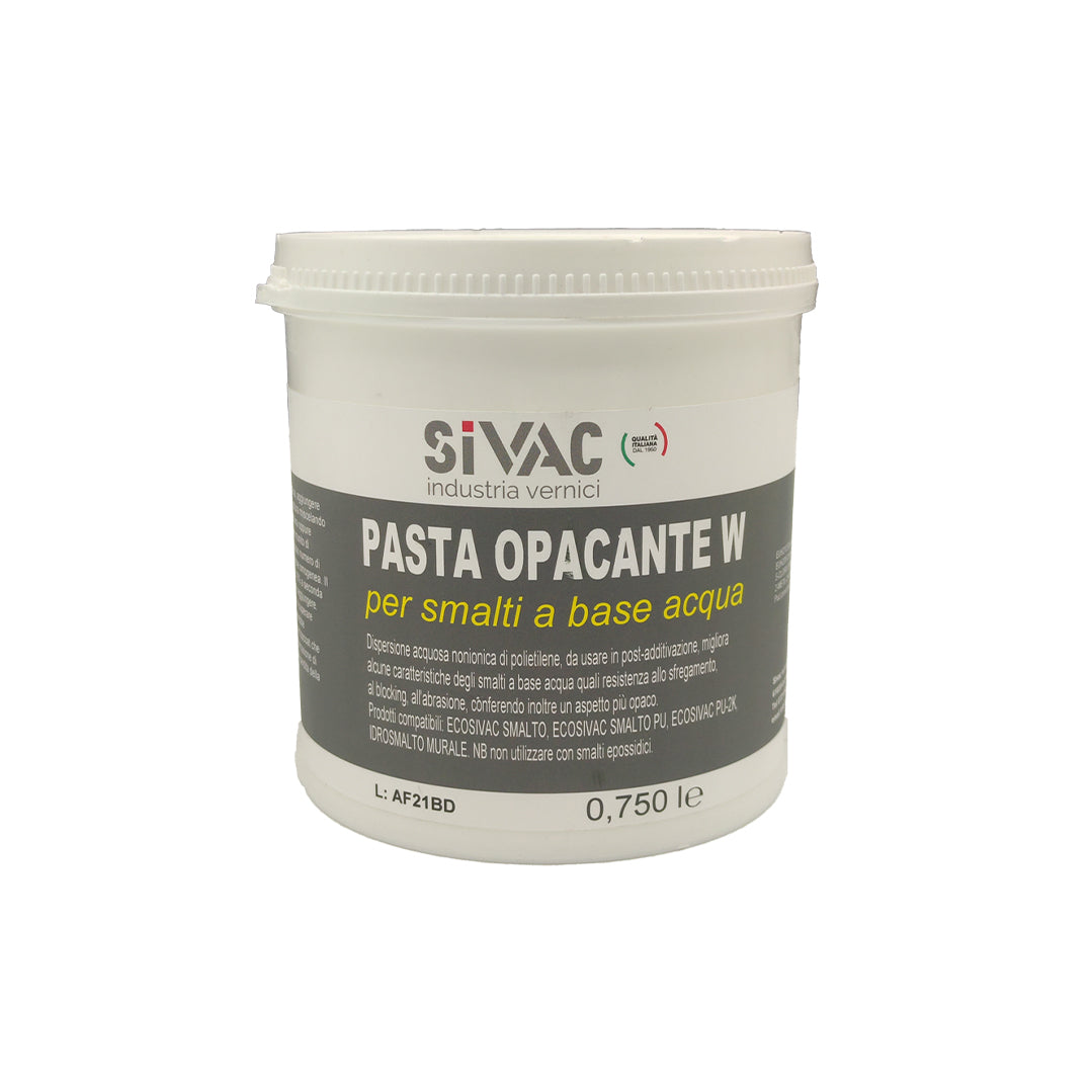 Pasta opacizzante W SiVAC ML.750 dispersione acquosa di polietilene per post additivazione di smalti acrilici e poliuretanici resistenza allo sfregamento e abrasione