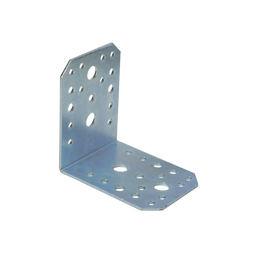 Piastrina pesante ad angolo senza rinforzo Sipa MM.85x85 spessore MM.2,5 larghezza MM.65 fori Ø MM.5 MM.6 MM.11 per mobili e telai in legno