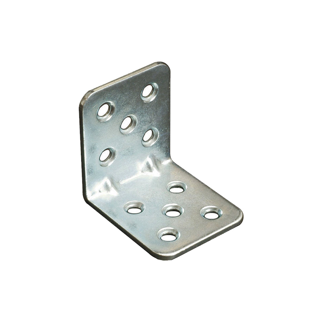 Piastrina pesante ad angolo zincata Sipa MM.45x45 spessore MM.2,5 per rinforzo strutturale di mobili, telai e assemblaggi in legno