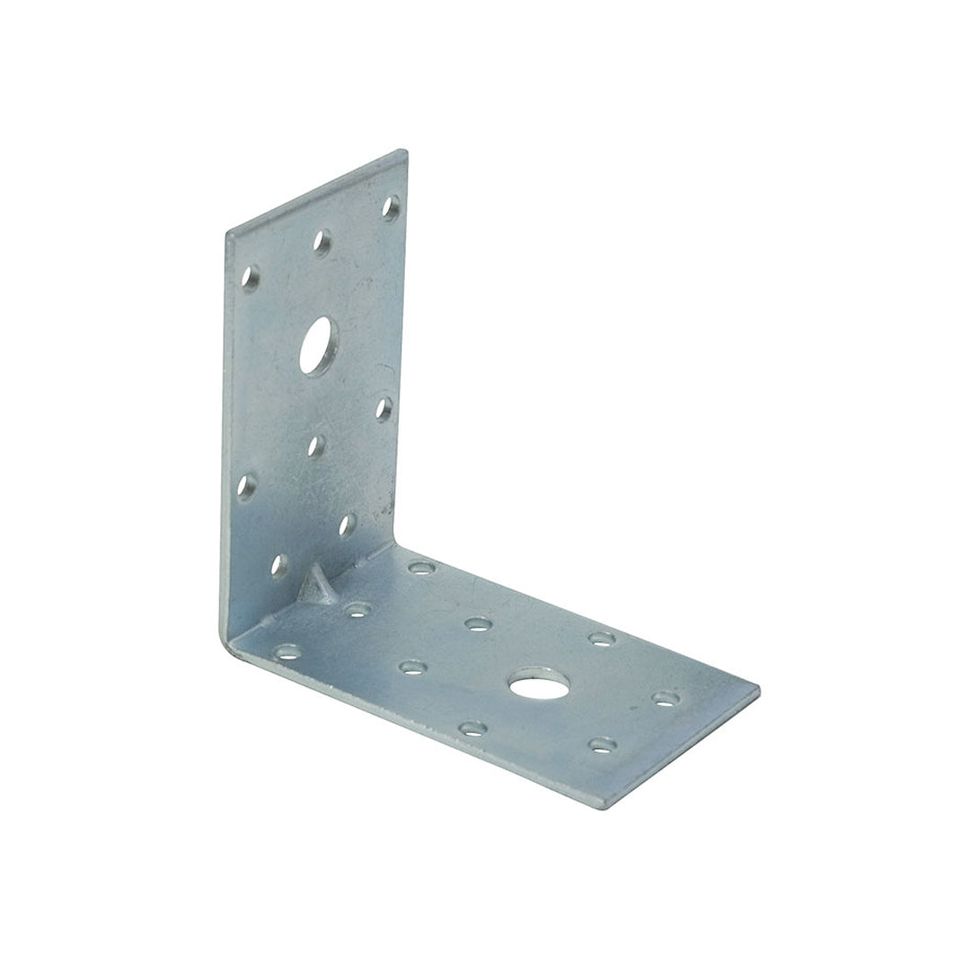 Piastrina pesante ad angolo zincata Sipa MM.60x60x50 larghezza MM.50 fori Ø MM.5 e MM.11 per rinforzo mobili e telai in legno