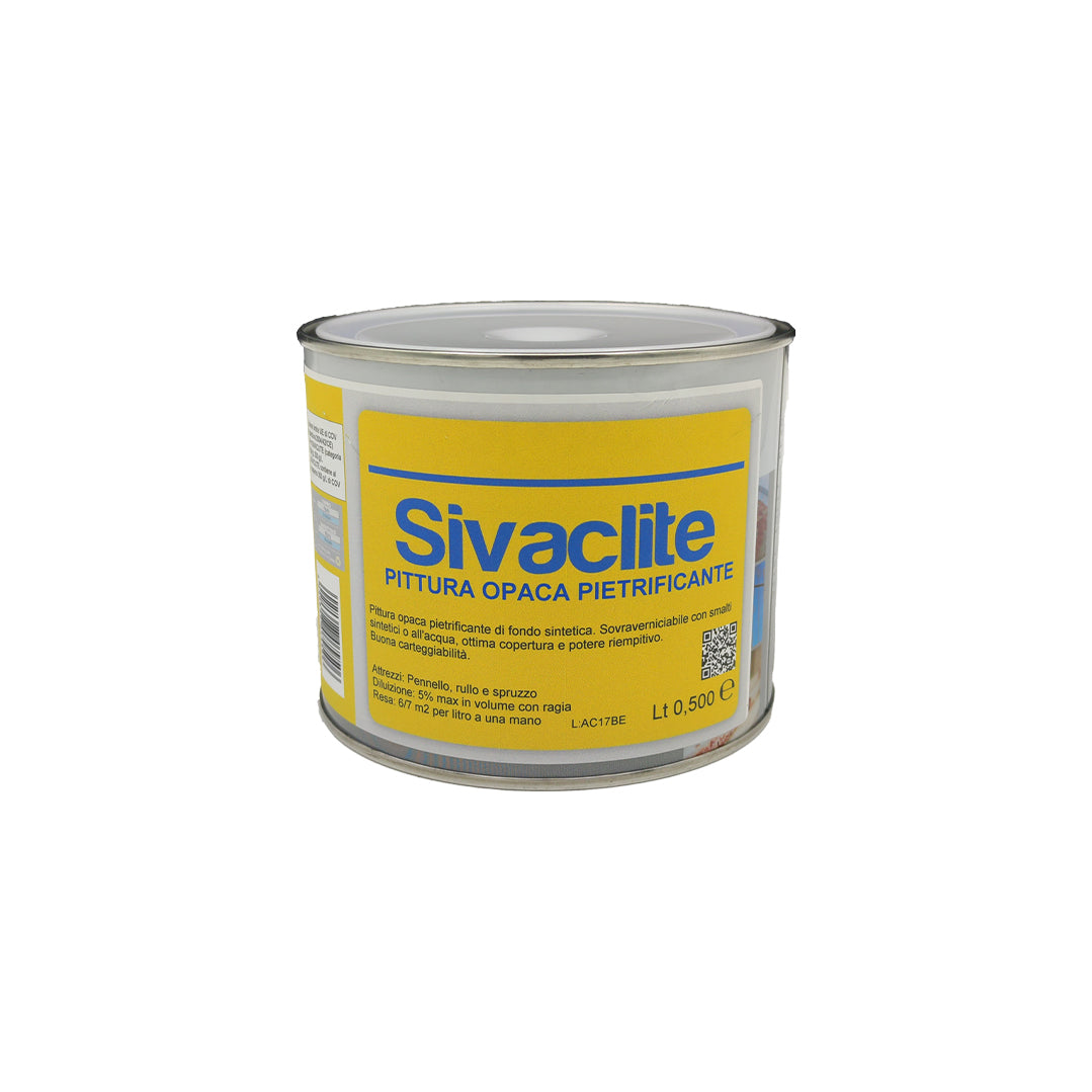 Pittura opaca pietrificante di fondo Sivaclite SiVAC 2,5 litri base consolidante carteggiabile sovraverniciabile con smalti sintetici o all'acqua per legno e muro