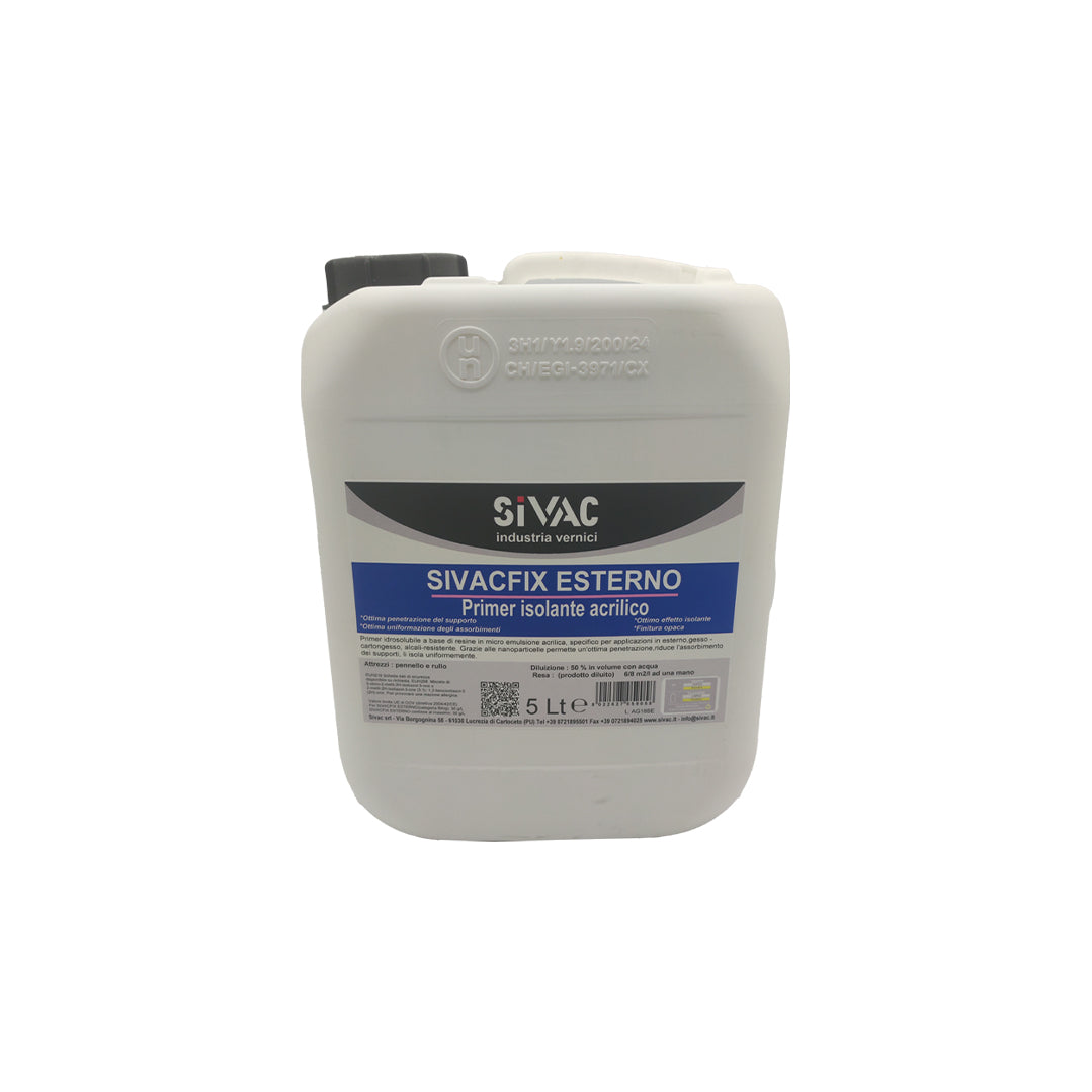 Primer isolante acrilico per muri esterni SivacFix SiVAC 5 litri a nanoparticelle penetrazione profonda resa 6-8 m²/l per muratura gesso e cartongesso
