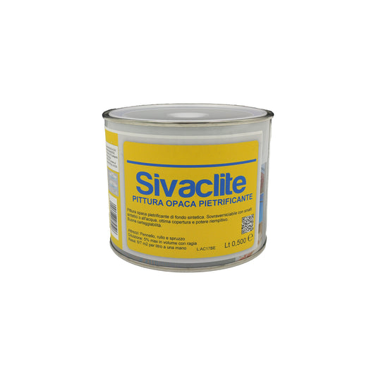 Pittura opaca pietrificante di fondo Sivaclite SiVAC 2,5 litri base consolidante carteggiabile sovraverniciabile con smalti sintetici o all'acqua per legno e muro