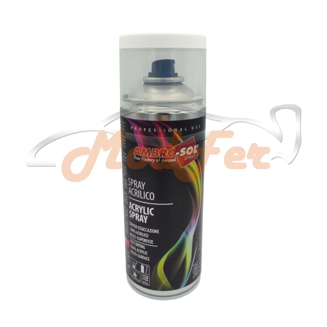 Smalto spray Ambro-Sol bianco satinato RAL 9010, vernice acrilica per metallo e superfici
