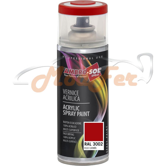 Smalto spray Ambro-Sol rosso carminio RAL 3002, vernice acrilica per metallo e superfici