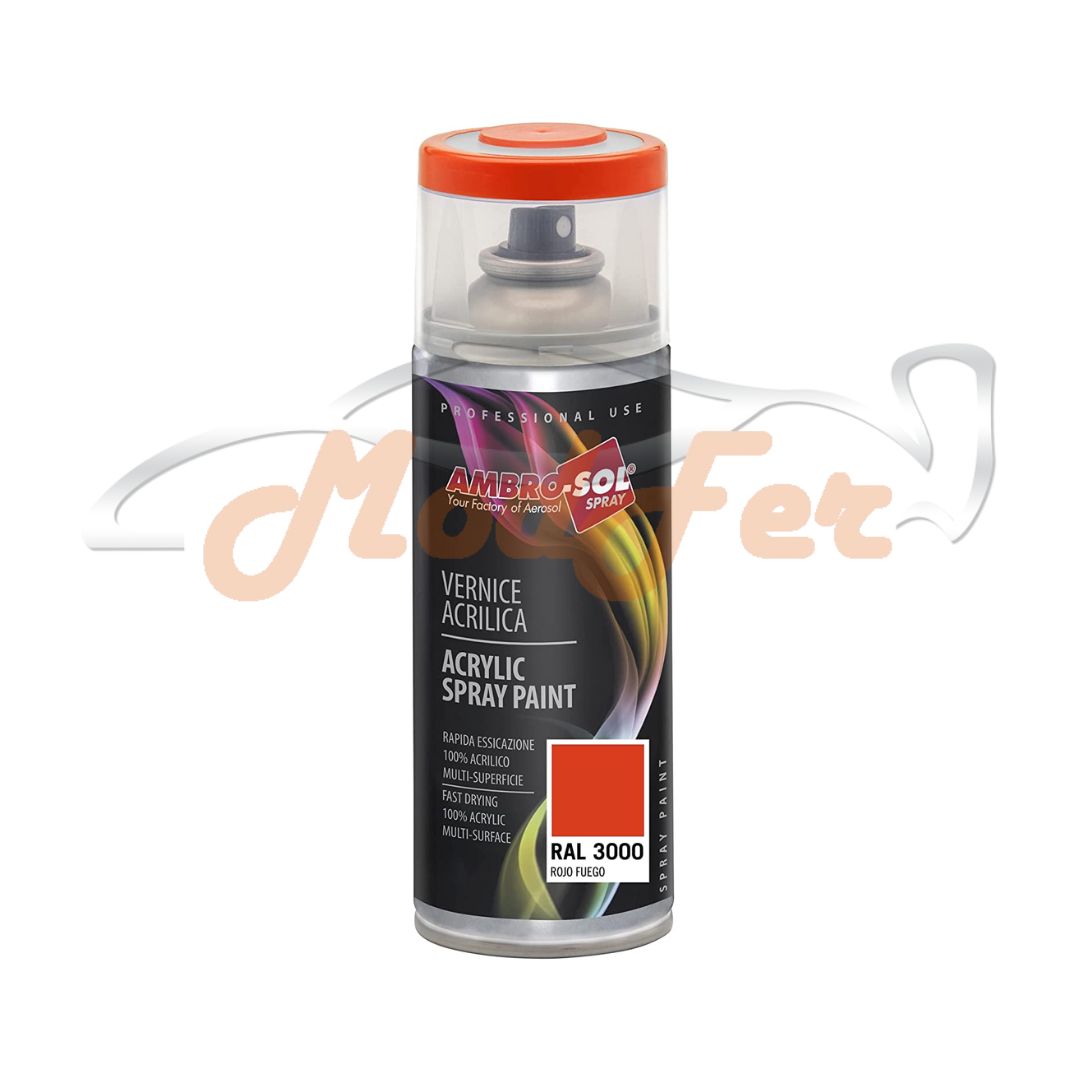 foto vernice acrilica spray rosso fuoco ral 3000