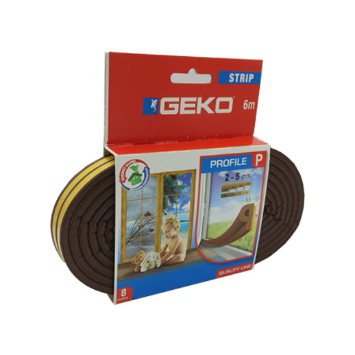 guarnizione adesiva in gomma epdm  marrone profilo P per porte e finestre contro freddo e spifferi 