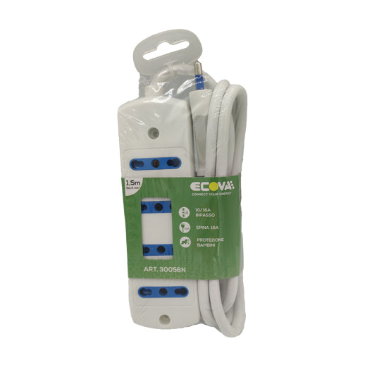 ciabatta multipresa a 4 posti 10/16a bipasso con spina 16a e protezione bambini bianca
