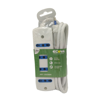 ciabatta multipresa a 4 posti 10/16a bipasso con spina 16a e protezione bambini bianca