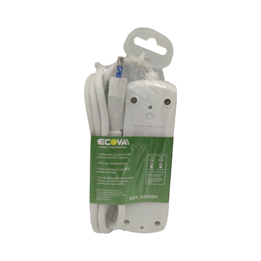 ciabatta multipresa a 4 posti 10/16a bipasso con spina 16a e protezione bambini bianca ecova