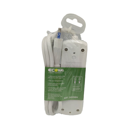 ciabatta multipresa a 4 posti 10/16a bipasso con spina 16a e protezione bambini bianca ecova