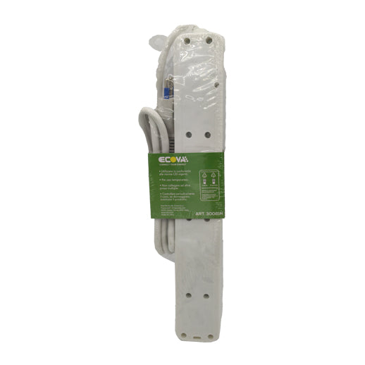 ciabatta multipresa elettrica con cavo 1,5 metri adatta per tutte le spine con spina 16a e interruttore on/off protezione bambini max 3500w bianca ecova