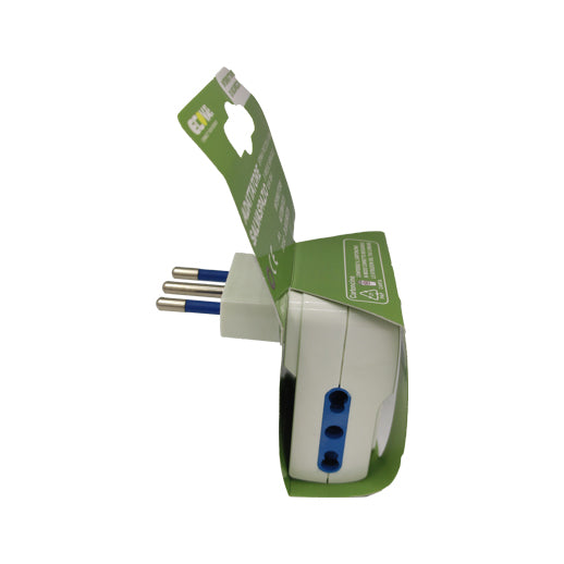 adattatore multipresa con interruttore protezione sovraccarico 10/16a bianco ecova