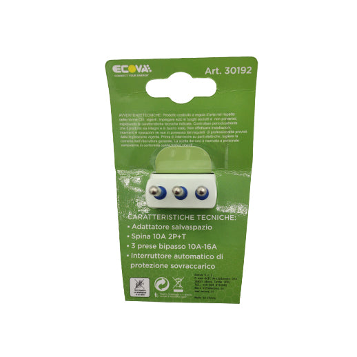 multipresa 10/16a con protezione sovraccarico tramite interruttore automatico bianco ecova