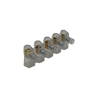 morsetto volante striscia 5 pezzi con connettore da 4 mm quadri trasparente ecova