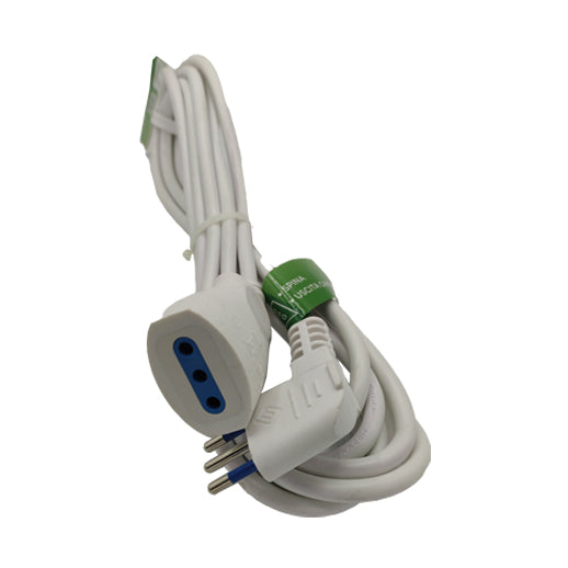 prolunga lineare con spina 10a uscita cavo 90 gradi e presa 10a max bianca ecova