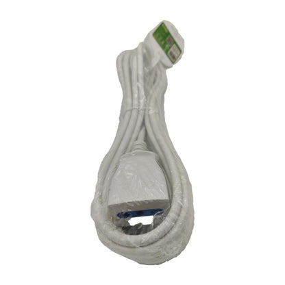 prolunga elettrica lineare con spina 16a uscita cavo 90° presa bipasso 10/16a 5 metri bianca ecova
