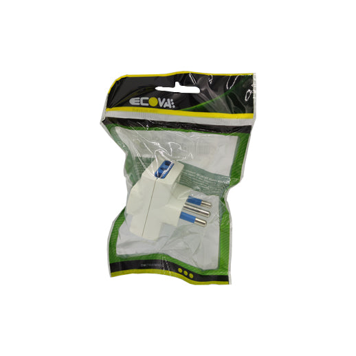 Adattatore spina s17 16a 2p+t 3 prese bipasso p17/11 10/16a 2p+t bianco ecova
