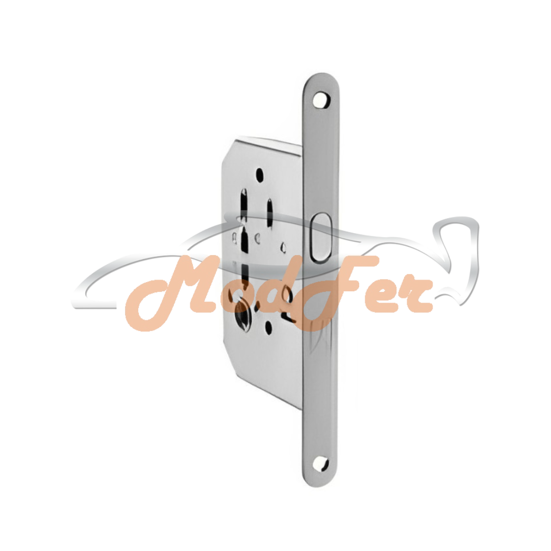 Serratura Cromata Satinata 61/50 con Bordo Tondo 50MM Bonaiti