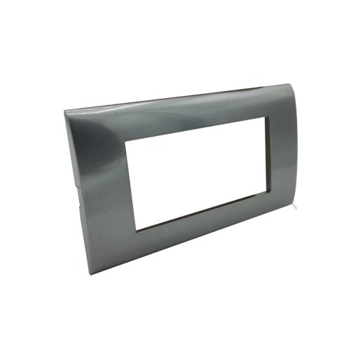 placca 4 moduli argento max8 ecova elegante e raffinata per coprire interruttori 