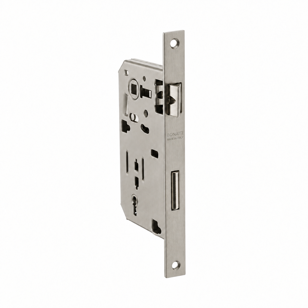 Serratura in nichel satinato bordo quadro entrata 35mm per porte in legno Bonaiti 48042035PC