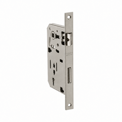 Serratura in nichel satinato bordo quadro entrata 35mm per porte in legno Bonaiti 48042035PC