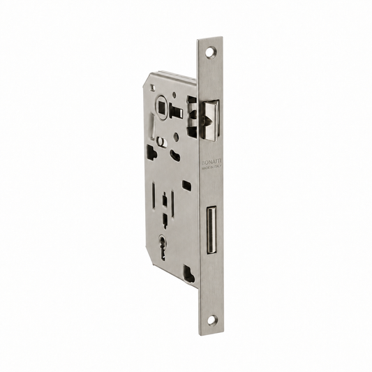 Serratura in nichel satinato bordo quadro entrata 35mm per porte in legno Bonaiti 48042035PC