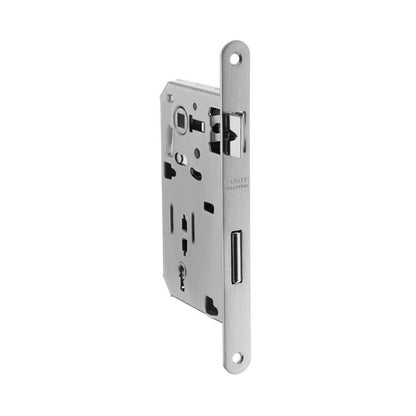 Serratura cromata opaca bordo tondo entrata 50mm per porte in legno Bonaiti 482900509E