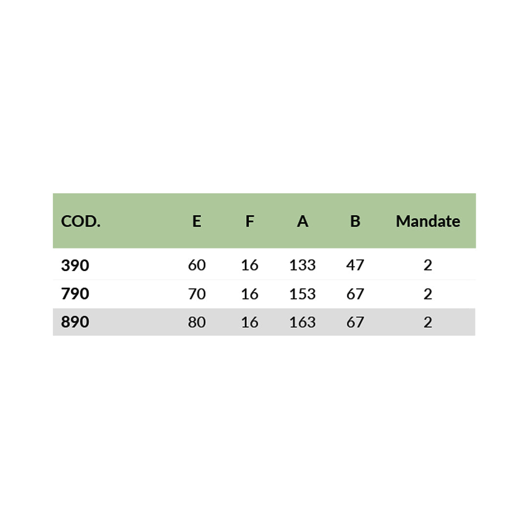 Scheda catalogo serratura per fasce cilindro serie 390 790 890 codice prodotto specifiche dimensionali OMEC