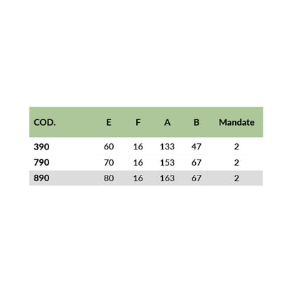 Scheda catalogo serratura per fasce cilindro serie 390 790 890 codice prodotto specifiche dimensionali OMEC