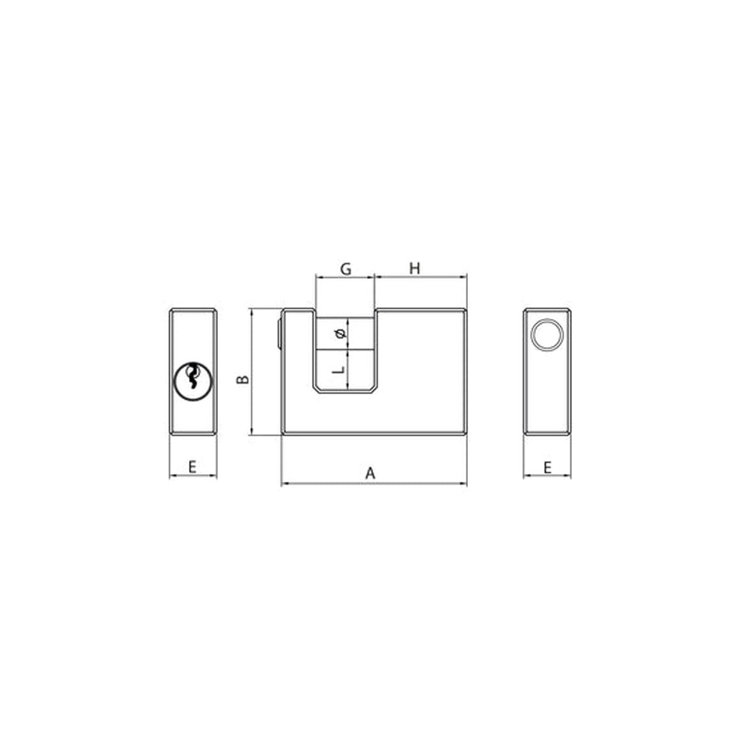 Lucchetto Rettangolare Antiscasso in Ottone Wally 276