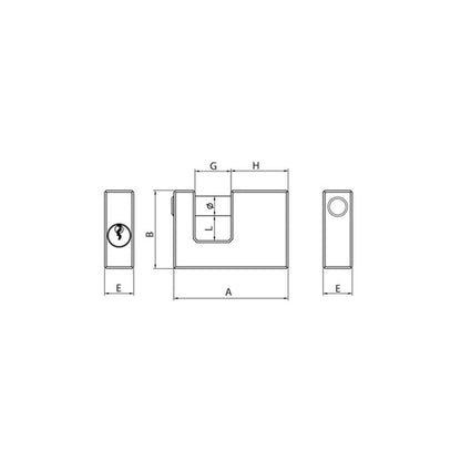 Lucchetto Rettangolare Antiscasso in Ottone Wally 276