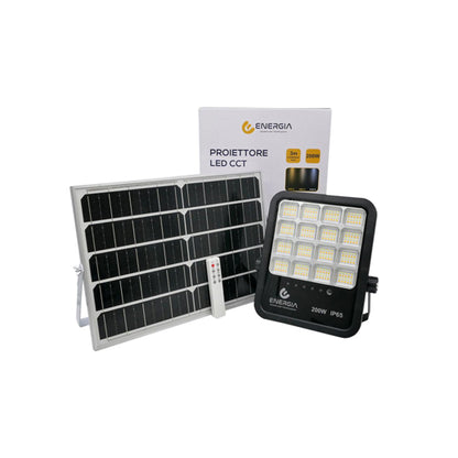 Faretto Solare LED 200W Con Pannello Fotovoltaico 18W