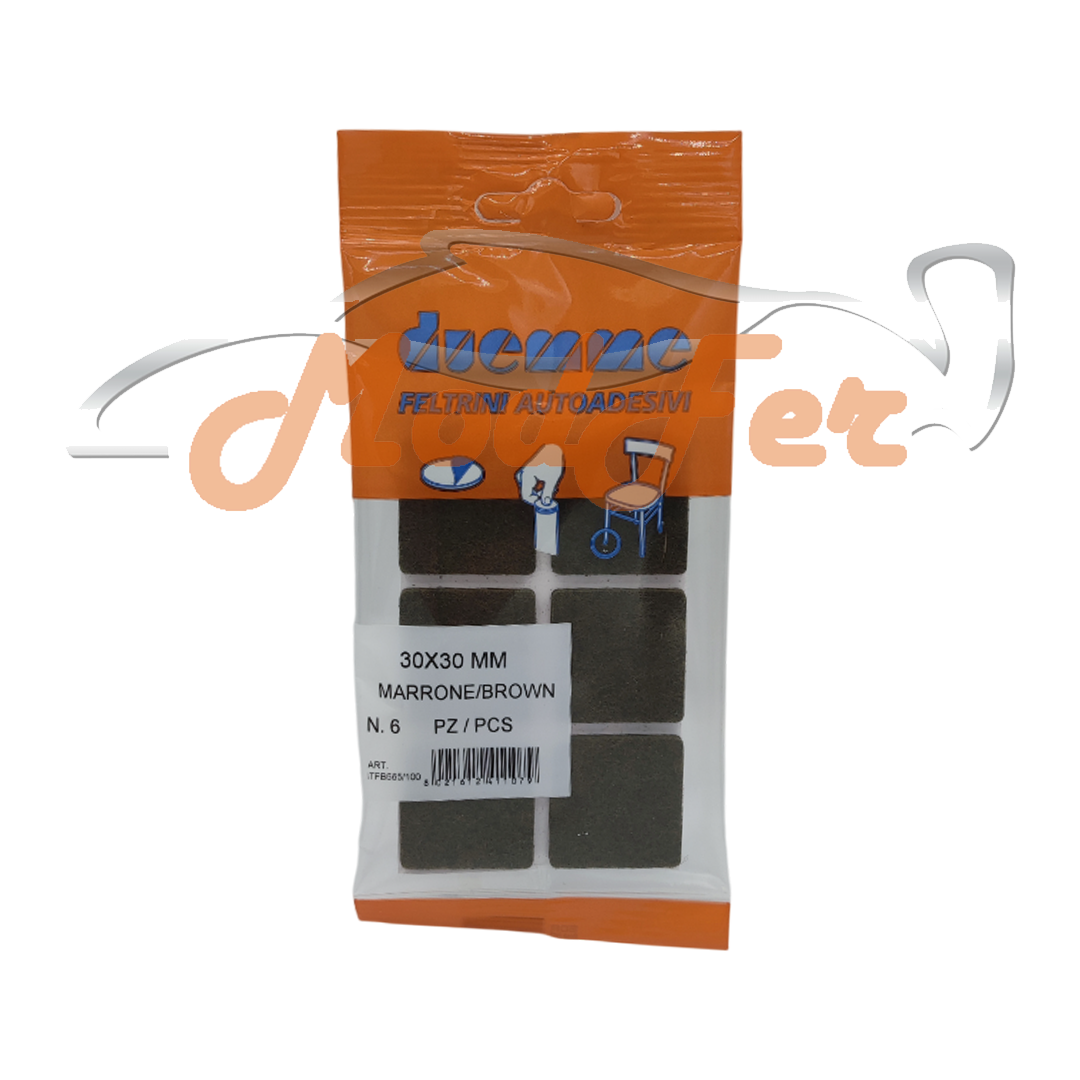 feltrini autoadesivi quadrati 30x30 marroni, proteggere pavimenti in legno, laminato, parquet, piastrelle, duemme