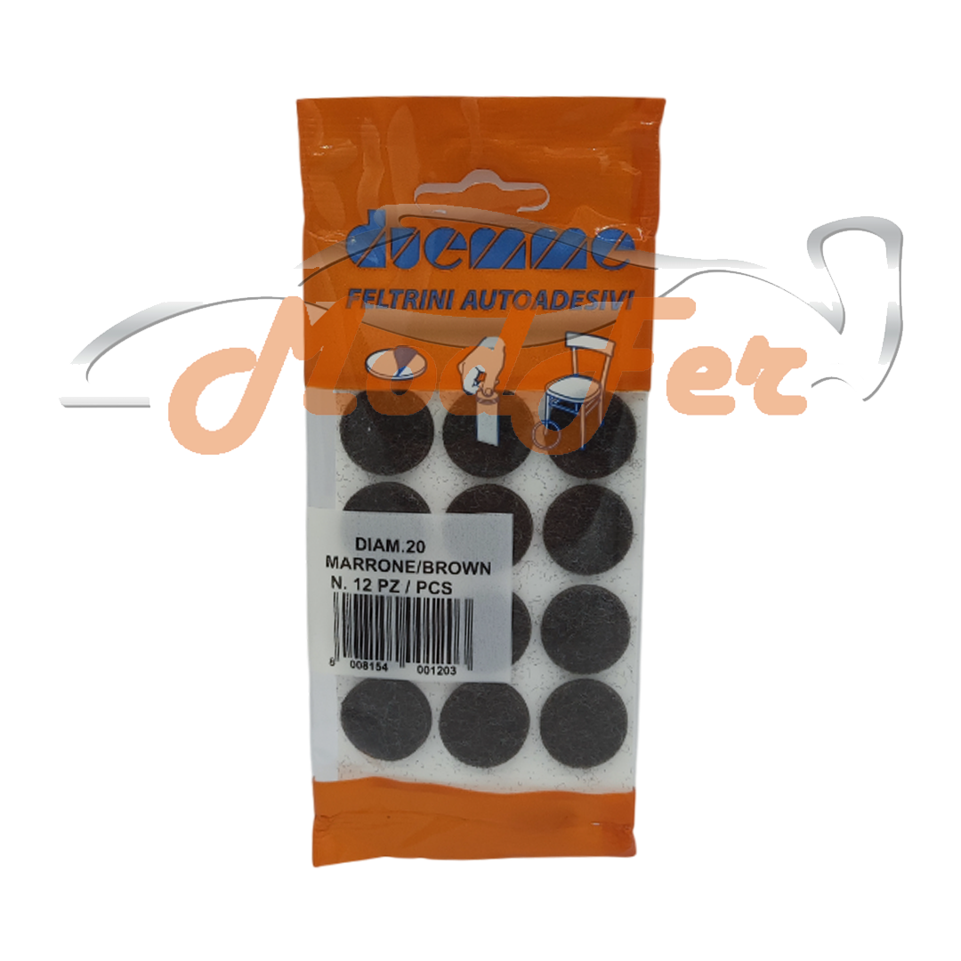feltrini autoadesivi tondi diametro 20 marrone, proteggere pavimenti in legno, laminato, parquet, piastrelle, duemme