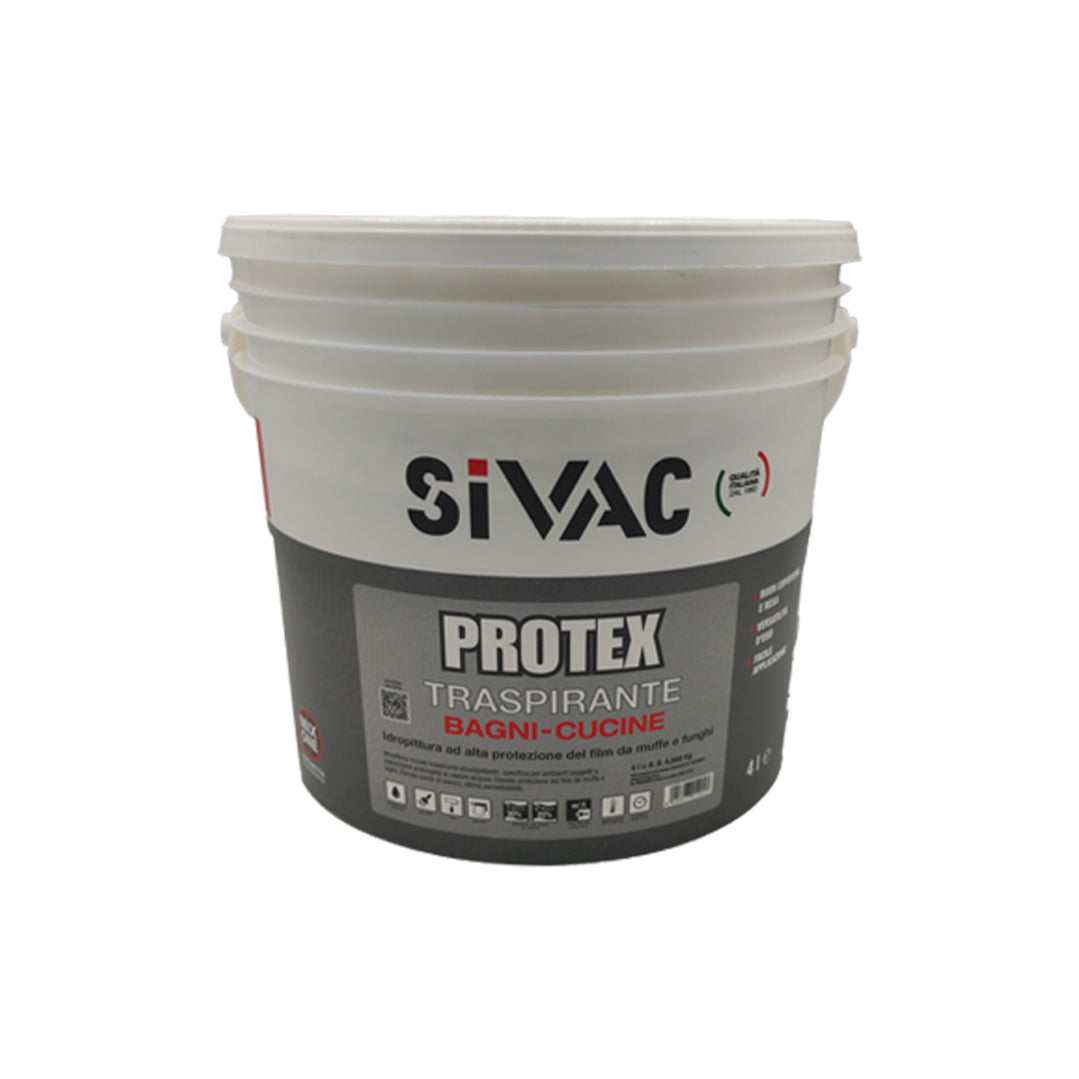 Idropittura traspirante antimuffa SiVAC 4 litri idrorepellente per bagni e cucine protezione da muffe alghe e funghi su muratura e cartongesso