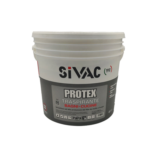 Idropittura traspirante antimuffa SiVAC 4 litri idrorepellente per bagni e cucine protezione da muffe alghe e funghi su muratura e cartongesso