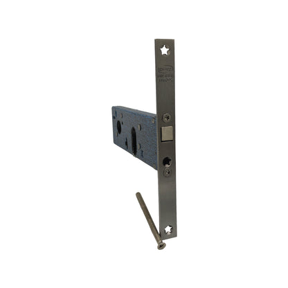 Serratura per fasce gancio rientrante entrata 60mm acciaio zincato porte alluminio OMEC396 OMEC